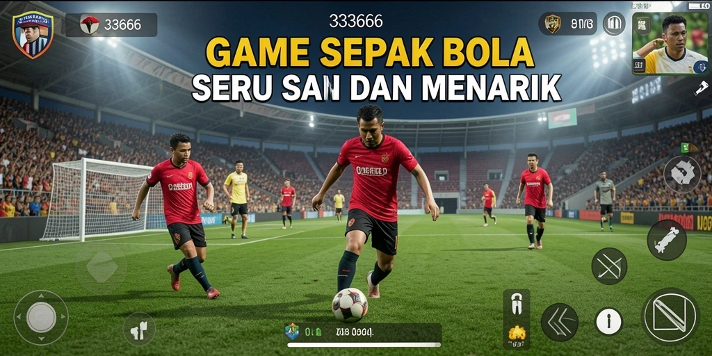 Screenshot utama 333666 menampilkan aksi seru dalam pertandingan sepak bola.