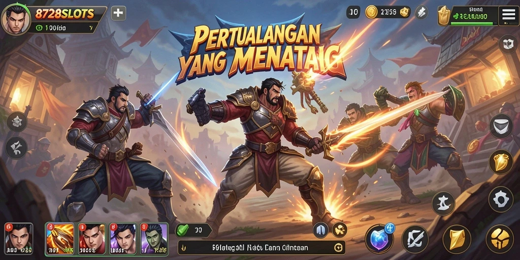 Tampilan gameplay mendebarkan dalam 8728SLOTS, karakter bertarung dengan intens.