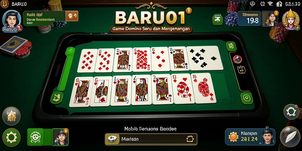 Tangkapan layar gameplay seru Domino BARU01 menampilkan para pemain bersaing.