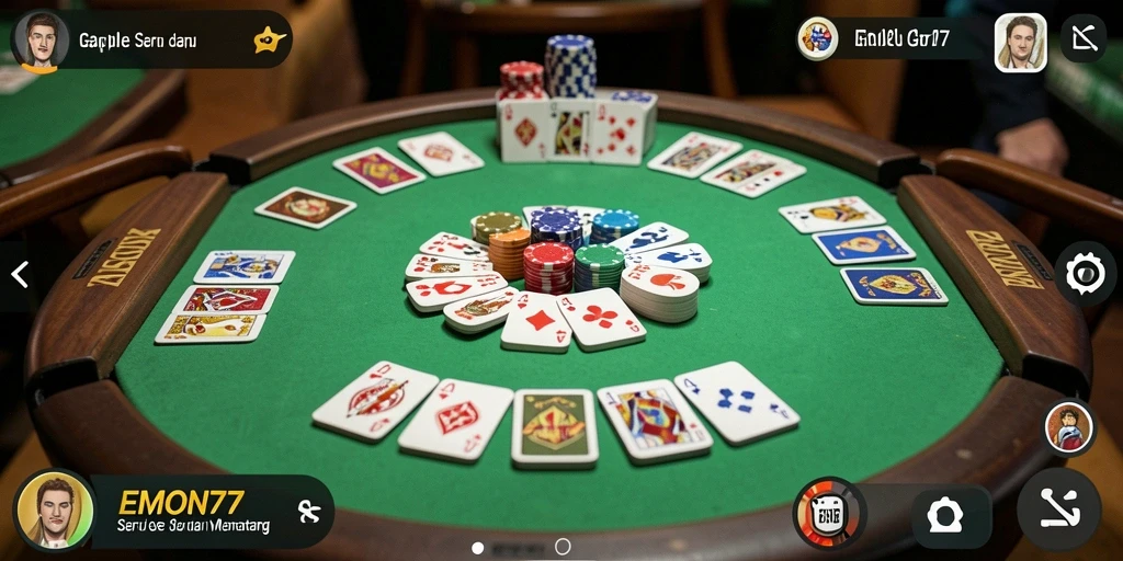 Tampilan seru gameplay Gaple di EMON77.