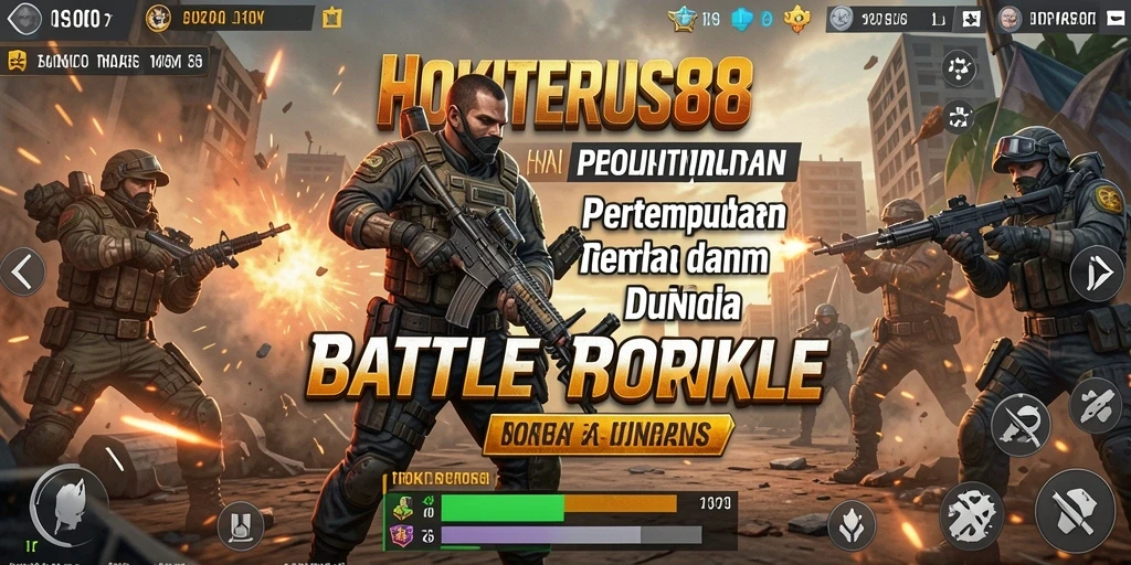Tangkapan layar HOKITERUS88 menampilkan aksi intens dalam pertempuran Battle Royale.