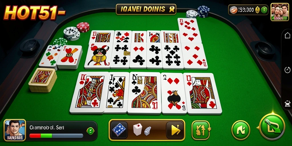Screenshot gameplay HOT51 menunjukkan aksi seru permainan Domino.