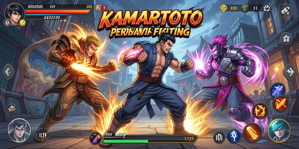 Screenshot gameplay KAMARTOTO yang penuh aksi pertarungan.