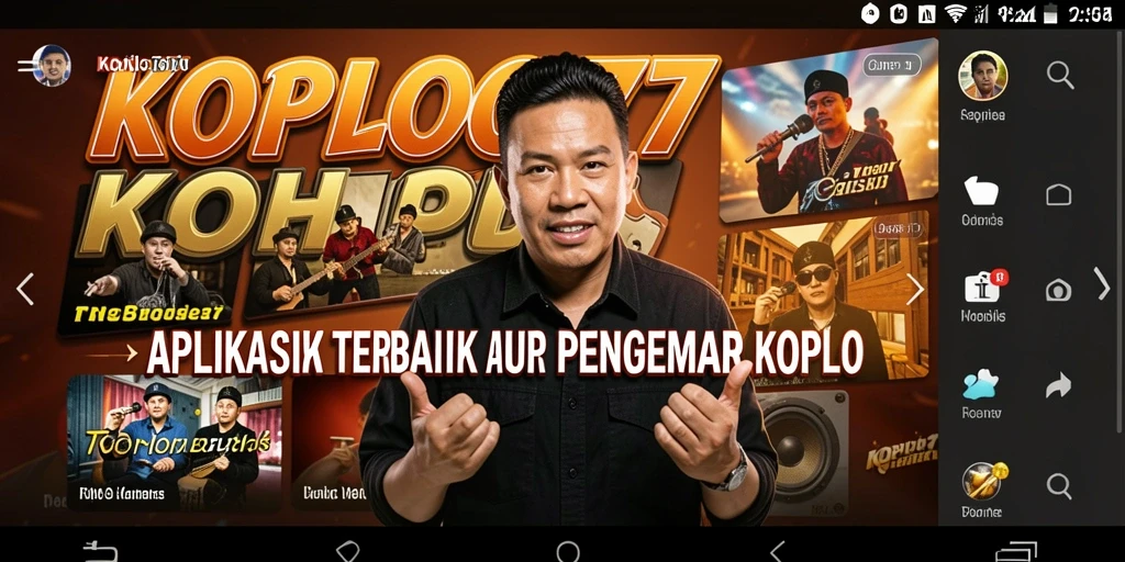 Screenshot KOPLO77 menunjukkan antarmuka pengguna yang menarik dan fitur lirik lagu.