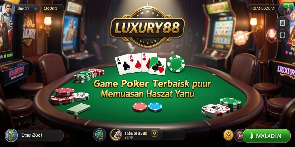Tampilan gameplay seru di LUXURY88 dengan suasana poker yang mendebarkan.