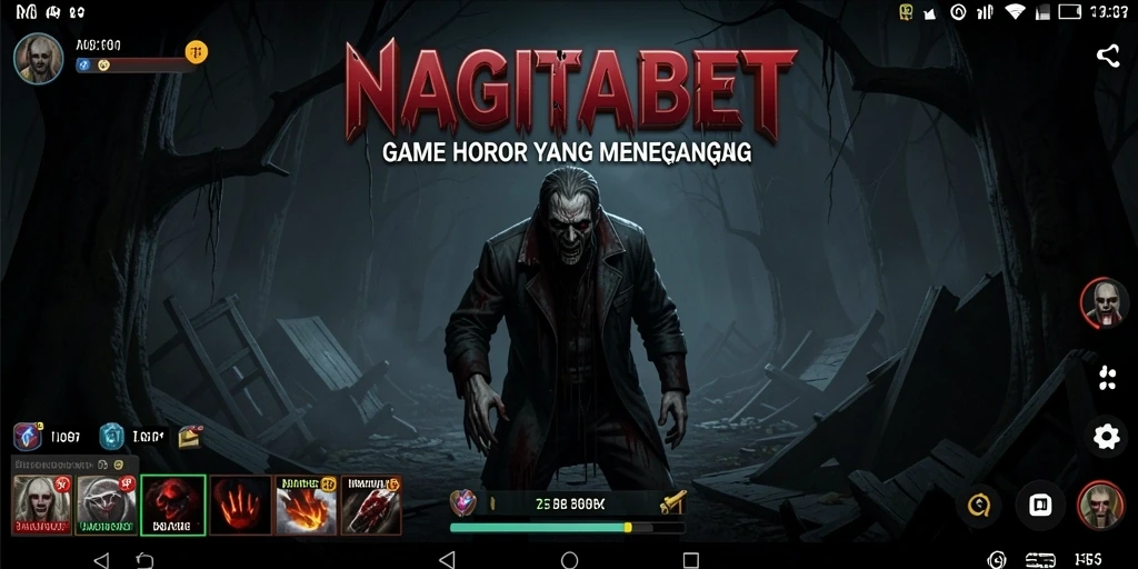 Gambaran gameplay mencekam di NAGITABET dengan suasana horor yang menakutkan.