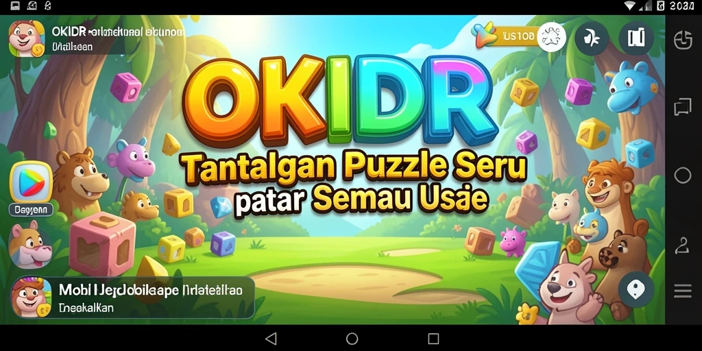Tampilan gameplay penuh warna dari OKIDR dengan tantangan puzzle menarik.