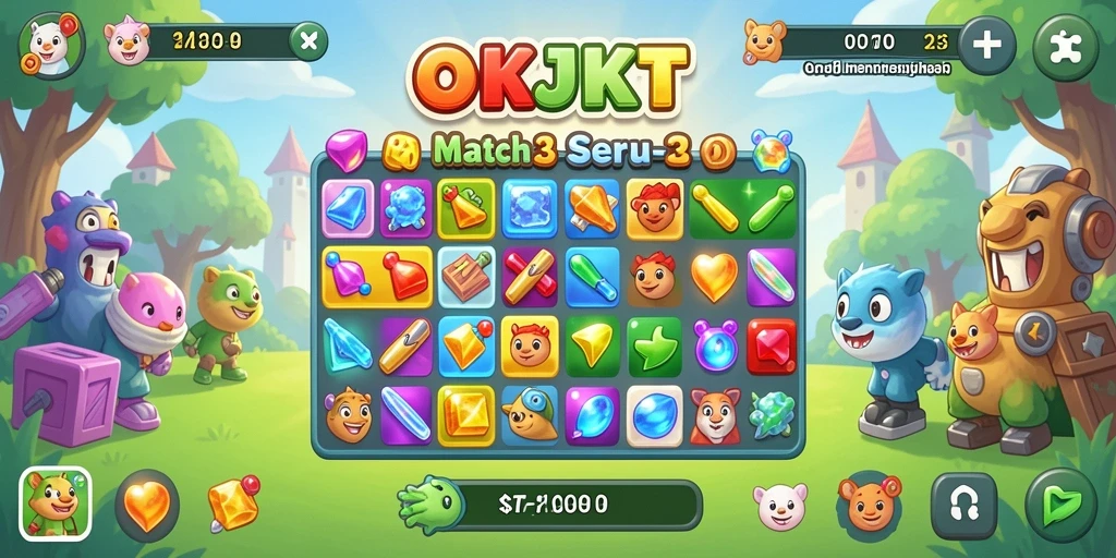 Tampilan gameplay seru dari OKJKT dengan banyak level dan tantangan.