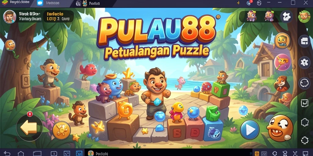 Tampilan gameplay Puzzle PULAU88 yang mendebarkan dan penuh warna.