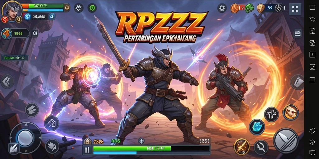 Screenshot utama RPZZZ menampilkan aksi pertarungan yang dinamis dan mendebarkan.