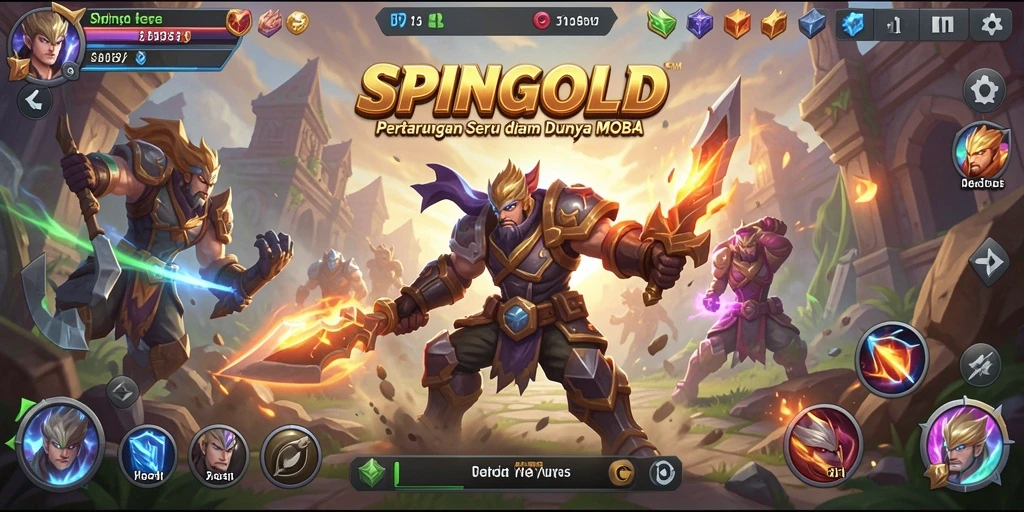 Tampilan gameplay seru SPINGOLD yang menampilkan pertarungan tim intens.