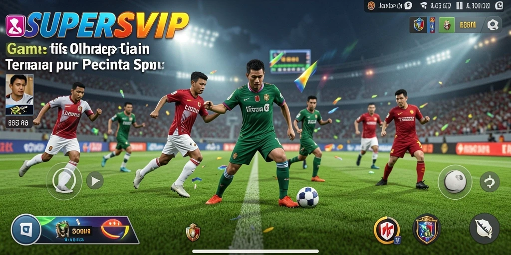 Tangkapan layar menunjukkan momen seru dalam permainan olahraga SUPERSVIP.