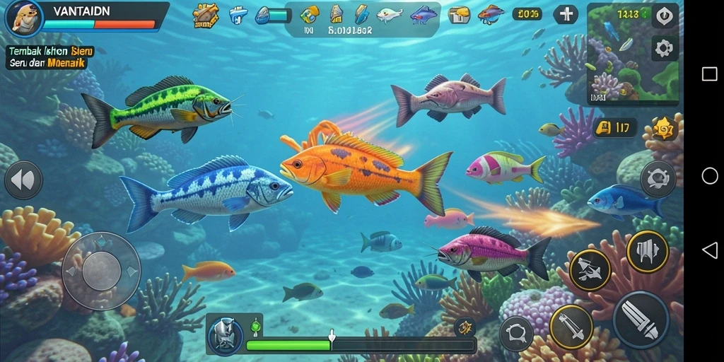 Screenshot VANTAIDN menampilkan gameplay seru menembak ikan.